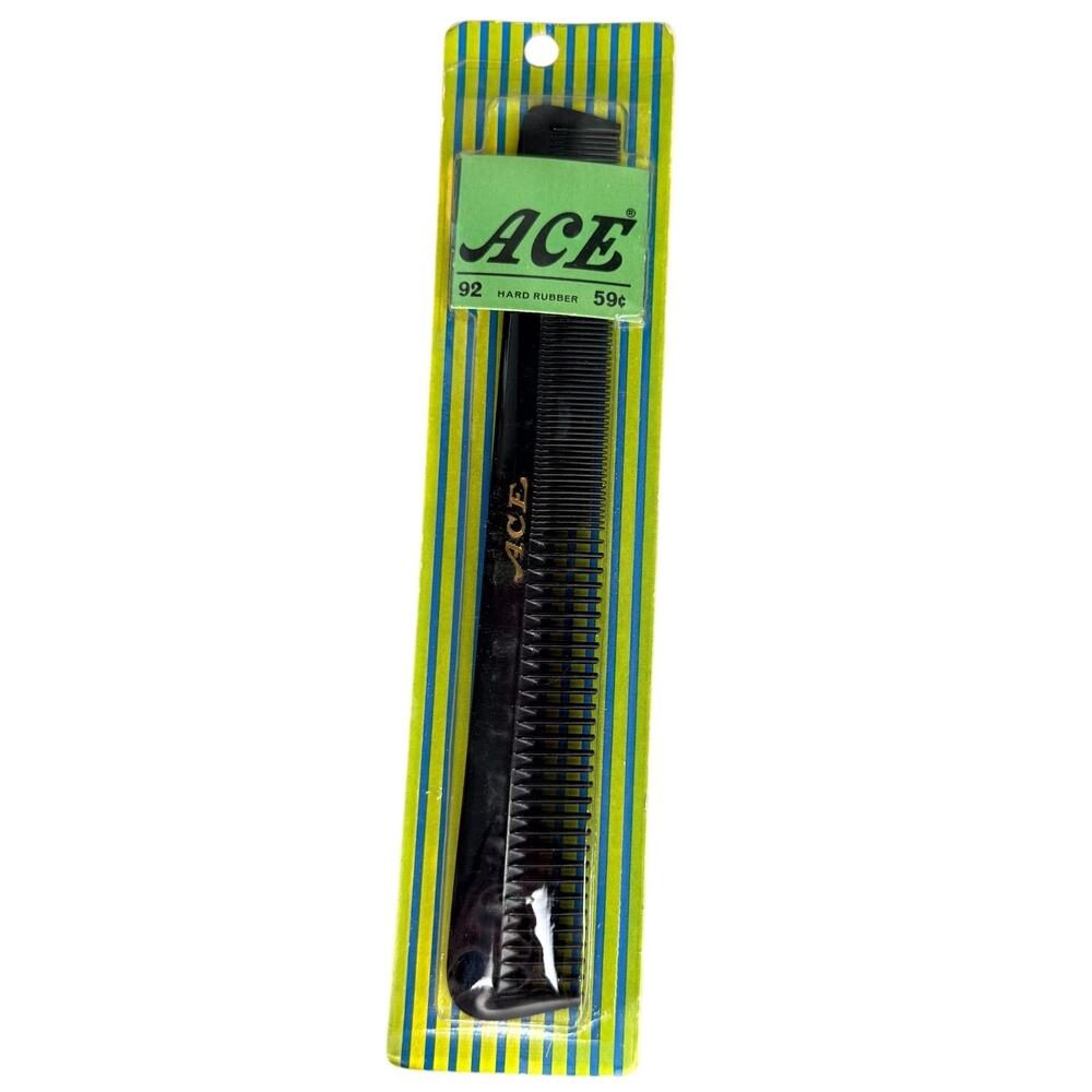 NOS VINTAGE ACE #92 USA Original Pkg Hard Rubber Comb Greaser Barber Rockabilly